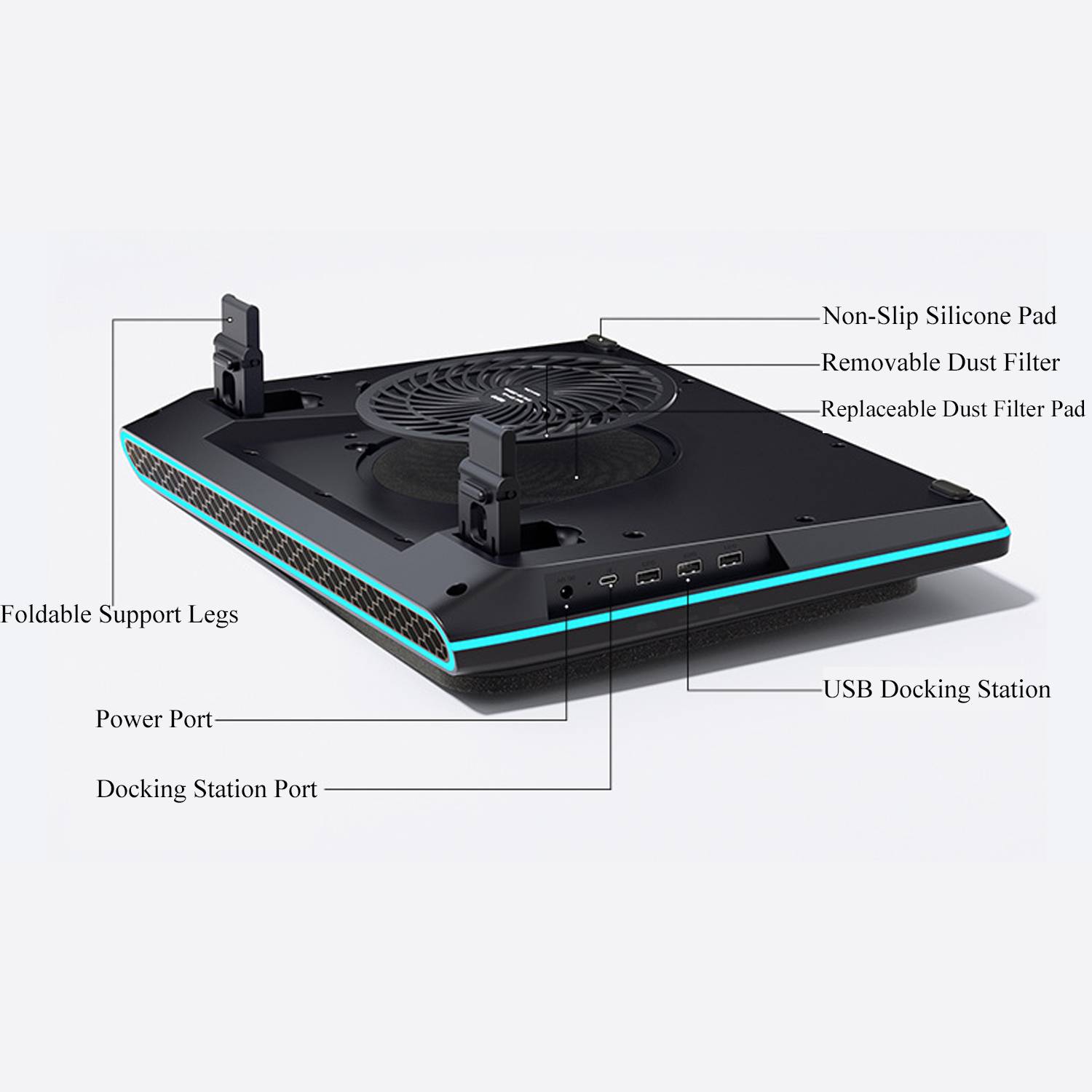 RGB Laptop Cooling Pad with Turbo Fan & Adjustable Stand 5