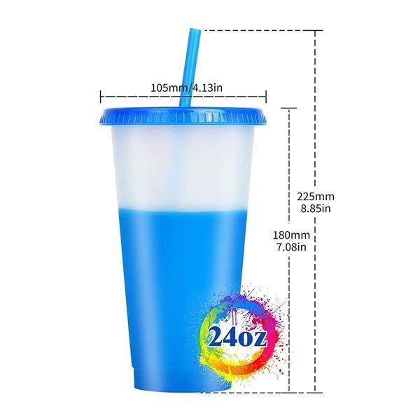 24oz Color Discoloration Cup With Straws 2