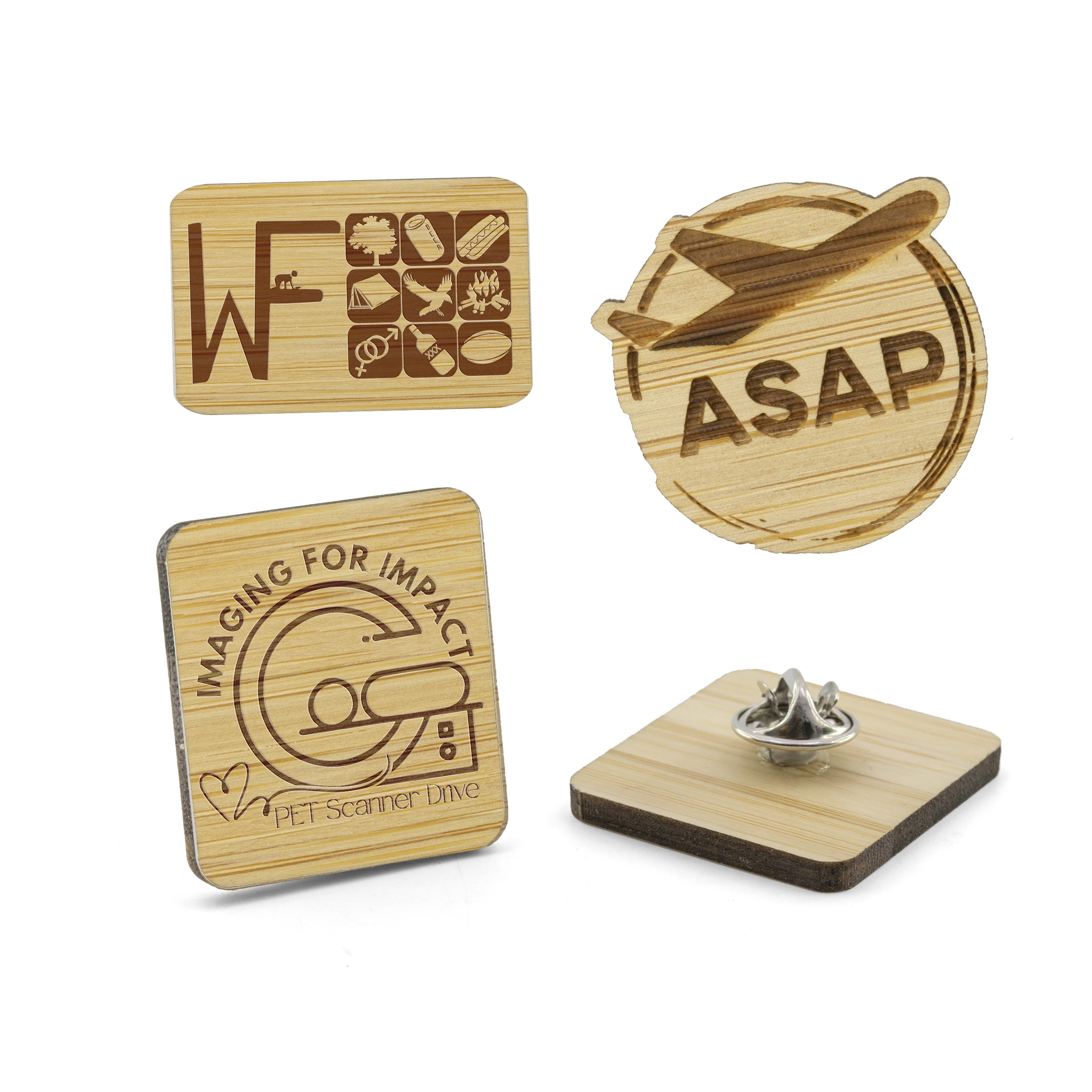 Bamboo Lapel Pins Engraved (1”)