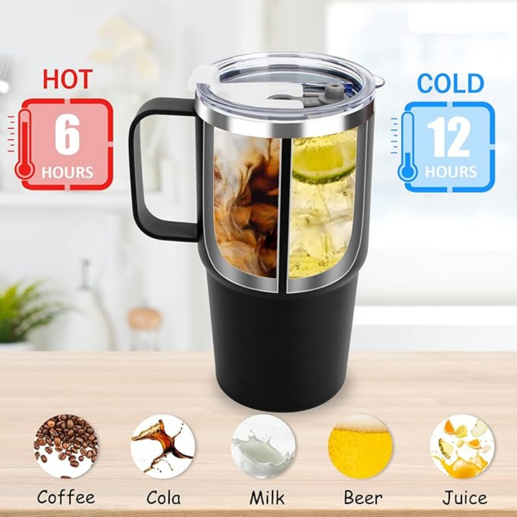 Double Wall Vacuum Stainless Steel Tumbler With Straw And 2 Lids 6