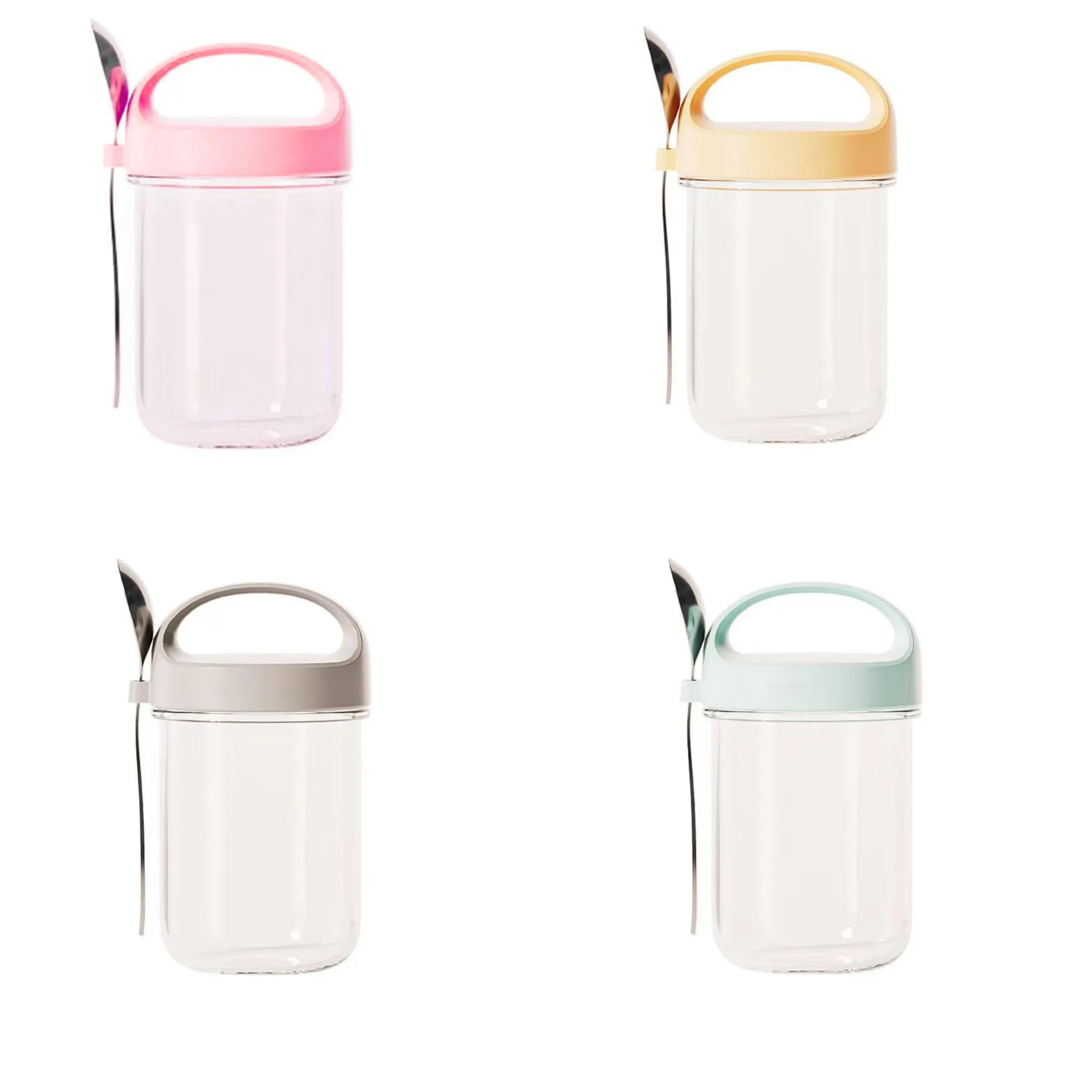 13Oz Airtight Yogurt Glass Cup With Spoon Overnight Oats Jar 4