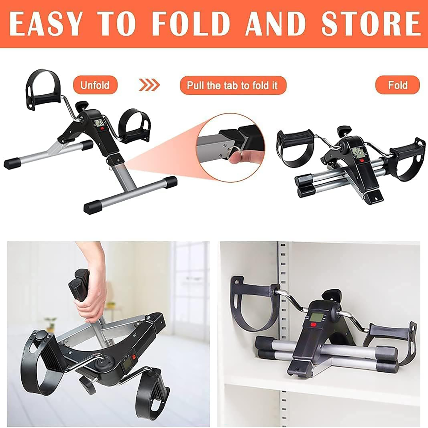 Folding Pedal Exerciser W/ Electronic Display 8