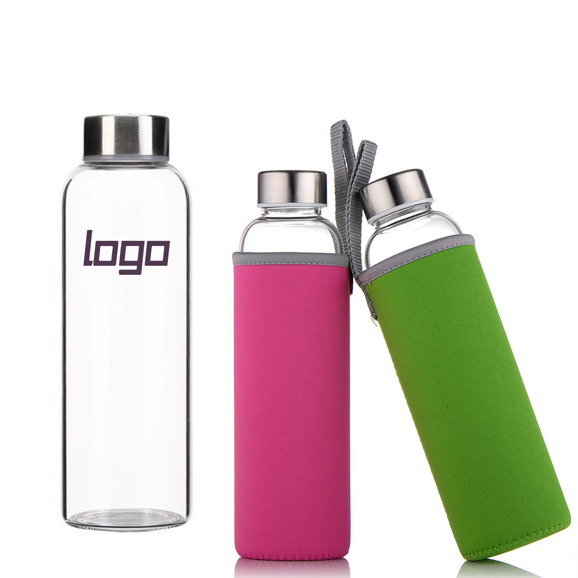 18oz Transparent Glass Water and Juice Bottle 2