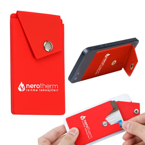Silicone Cell Phone Sticky Wallet W/ Snap Pocket 2