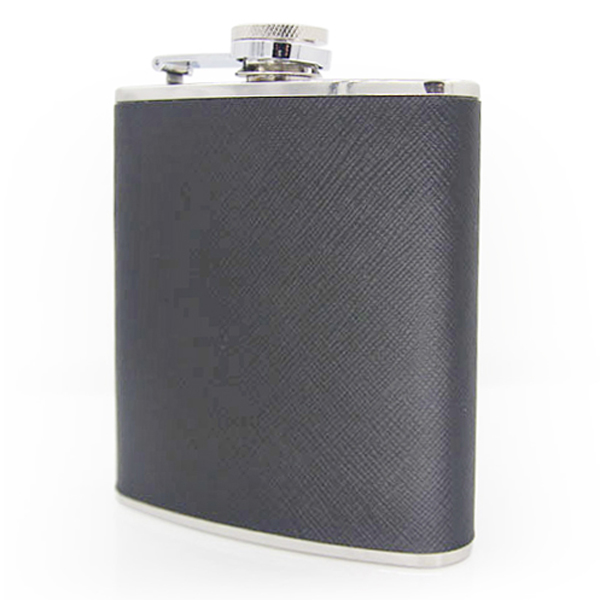 Leather Cover Stainless Steel Hip Flask 6oz 6