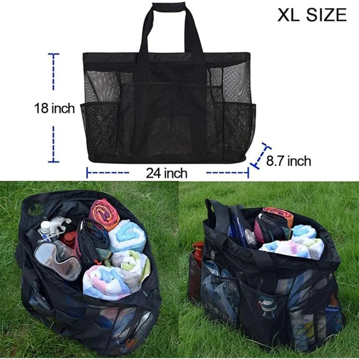 Zipper Mesh Tote Large Beach Bag 5