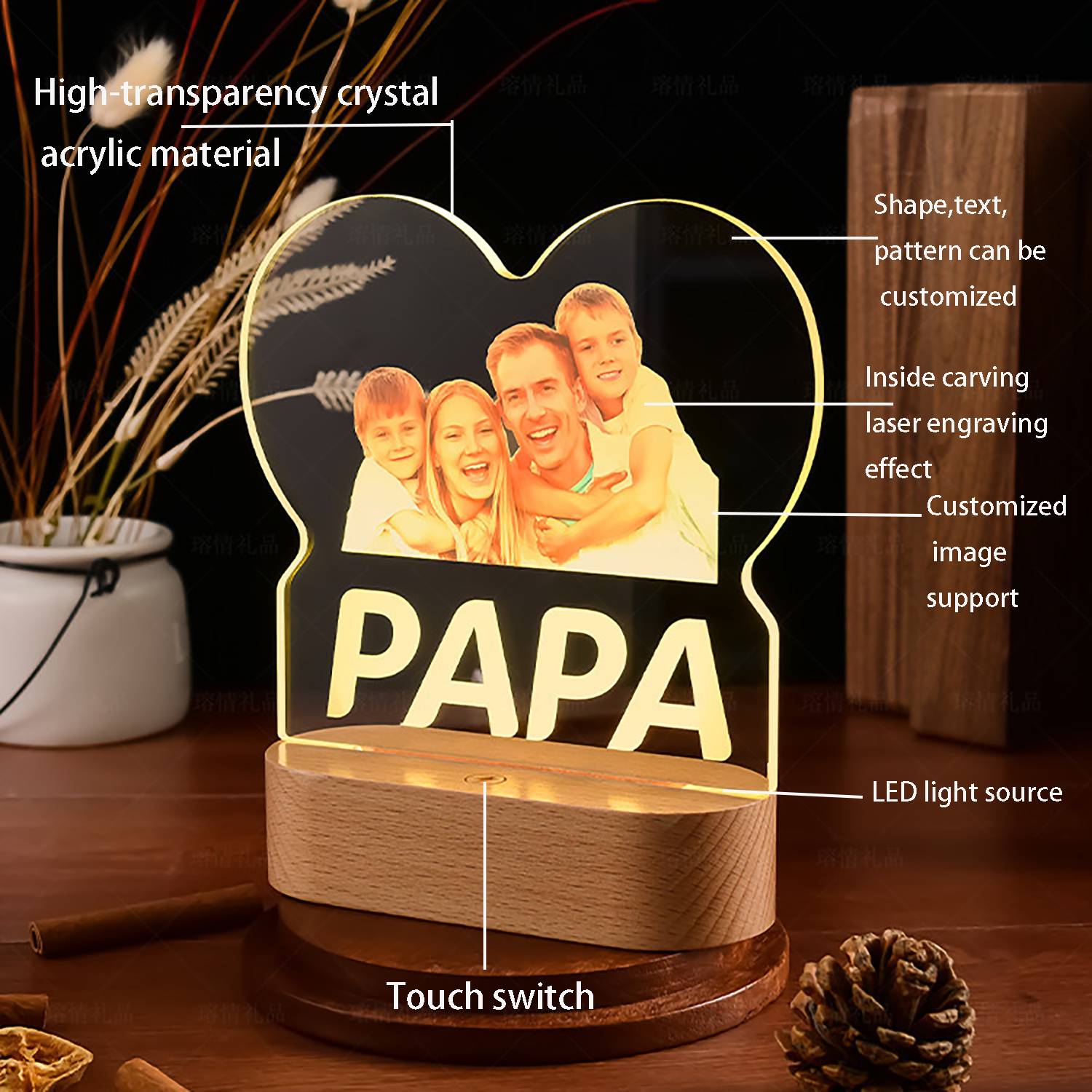 Customized Acrylic LED Night Light Ornament 12
