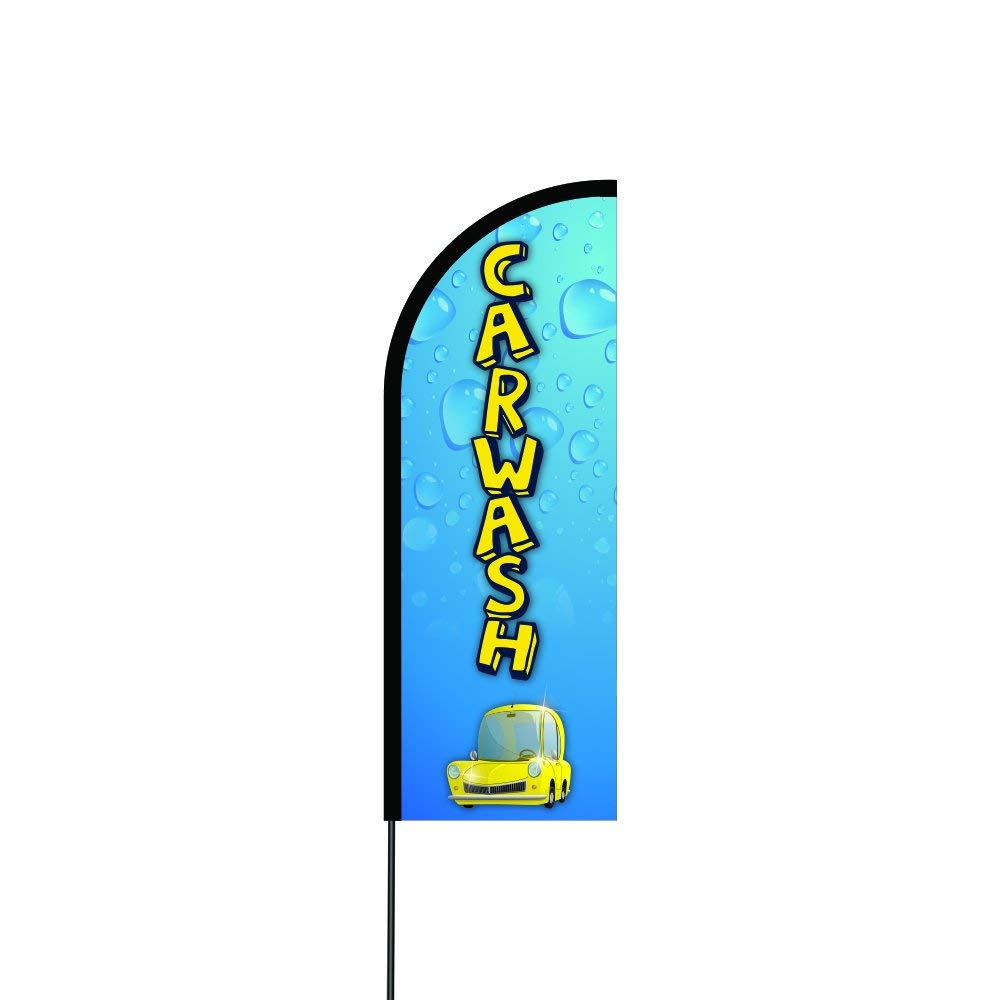 Car Wash Flag Kit Hardware 14' Feet Feather Flag Sign Outdoor Banner - Blue 2