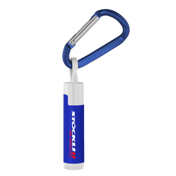 SPF 15 Lip Balm in White Tube with Hook Cap and Carabiner 9