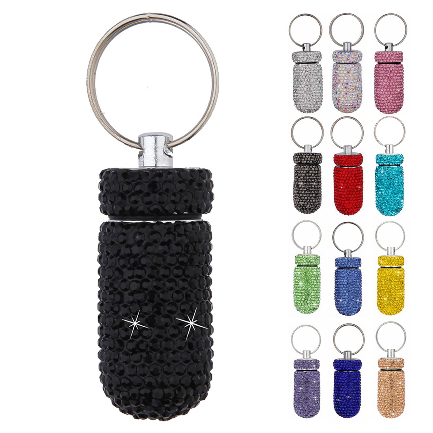 Alloy pill box with diamond set
