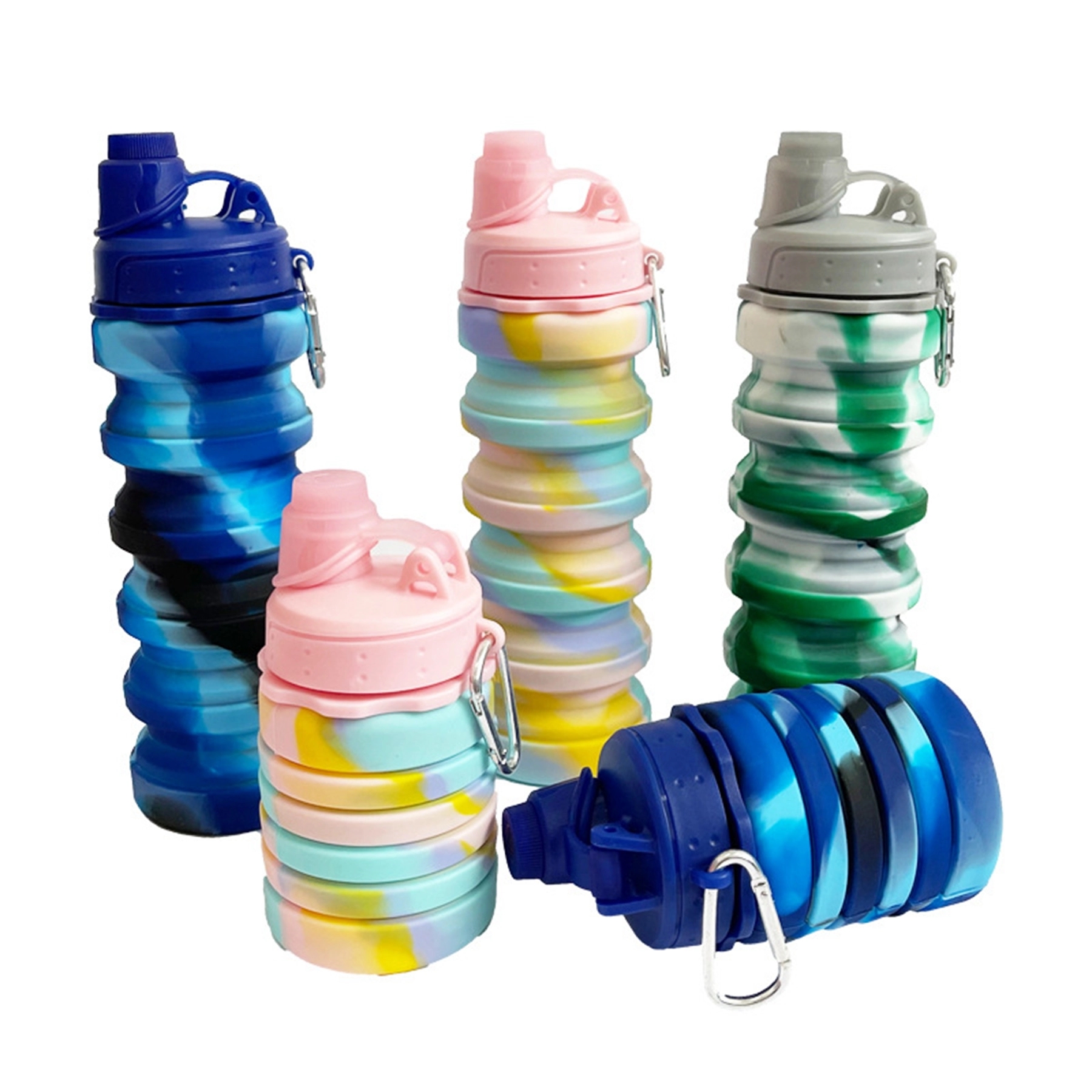 17 Oz. Rainbow Silicone Collapsible Sport Water Bottle 2