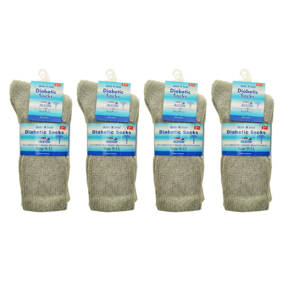 Cotton Diabetic Crew Socks - Gray 2