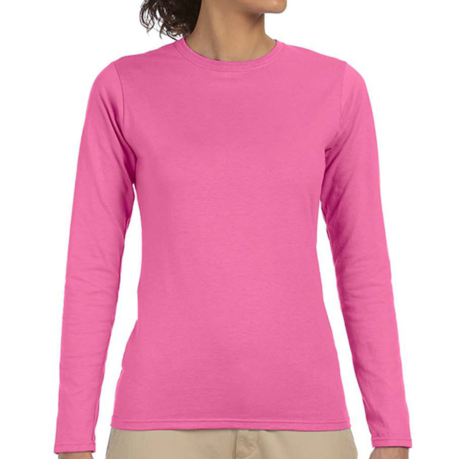 Gildan 4.5 oz 100% Cotton Preshrunk Softstyle Girls' Fit Long Sleeve T-Shirts 3