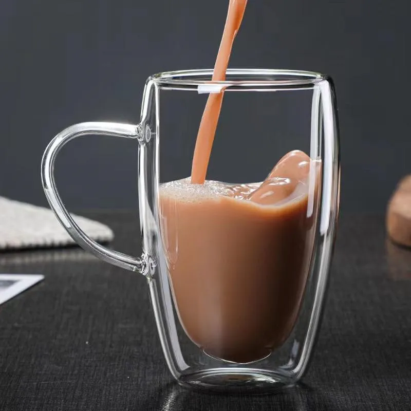 Double Walled Coffee Glass with Handle 15 oz Capacity 6