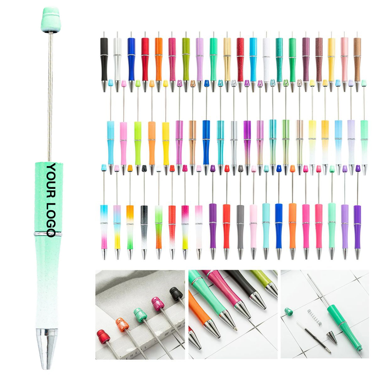 Customizable Plastic Pen with Beadable Barrel 17