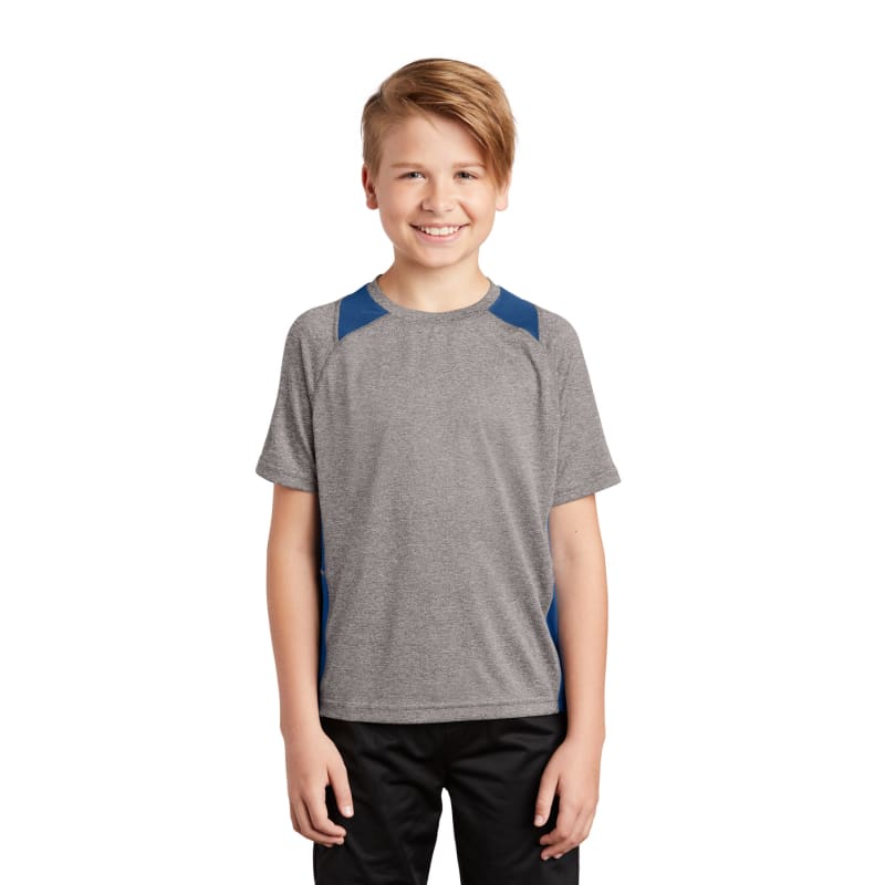Sport-Tek Youth Heather Colorblock Contender Tee. 55