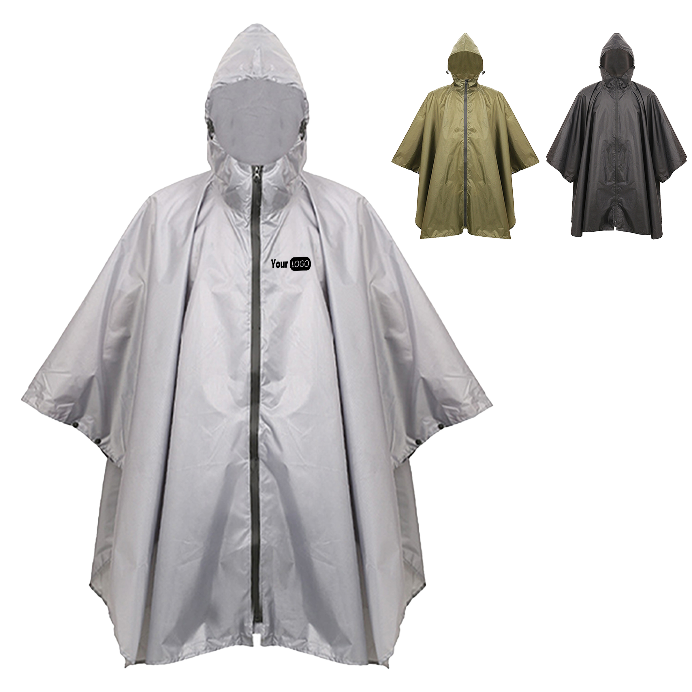 Polyester Lightweight Waterproof Rain Poncho With Hood 5
