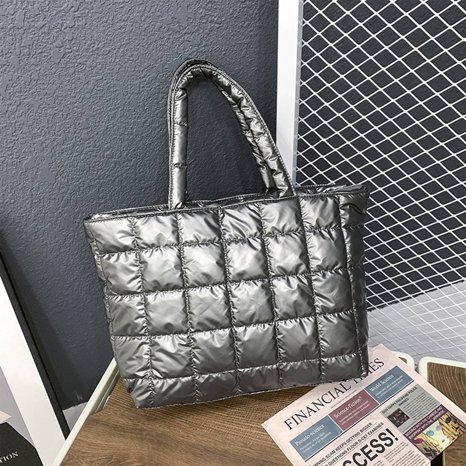 Quilted Puffer Tote Bag 3