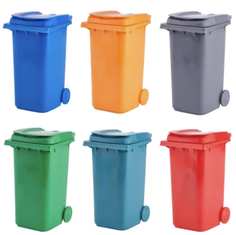 PP Cheap Mini Plastic Trash Can Bin Pen Holder with Lid 3