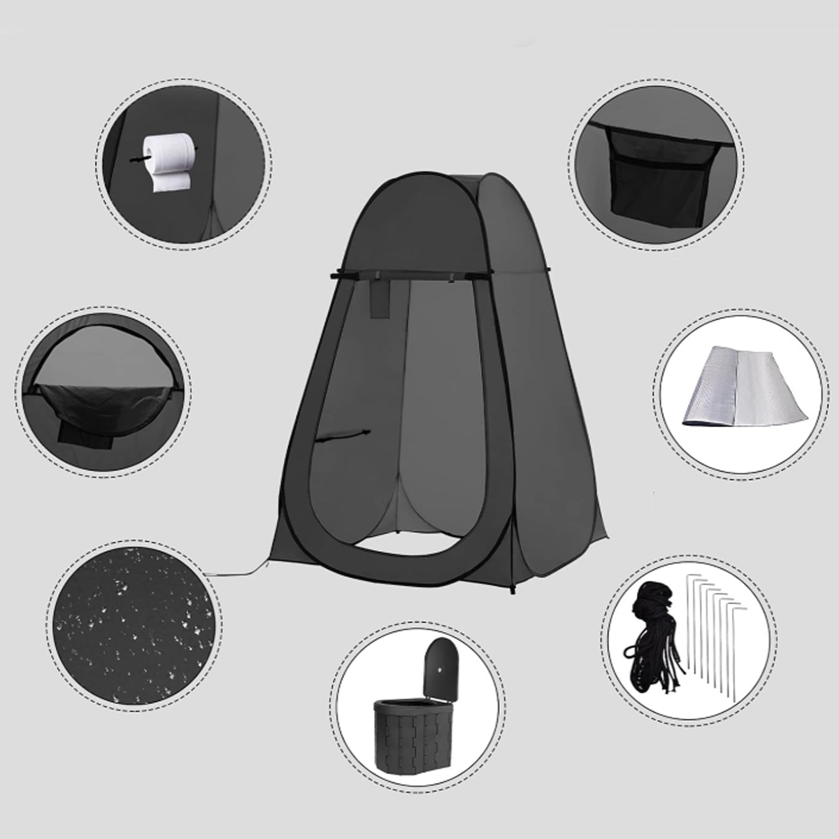 4ft Privacy Shelter Tent with Camping Toilet Set & Backpack 1