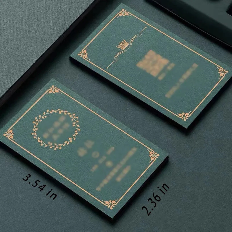 Custom dark green gold foil business cards 3