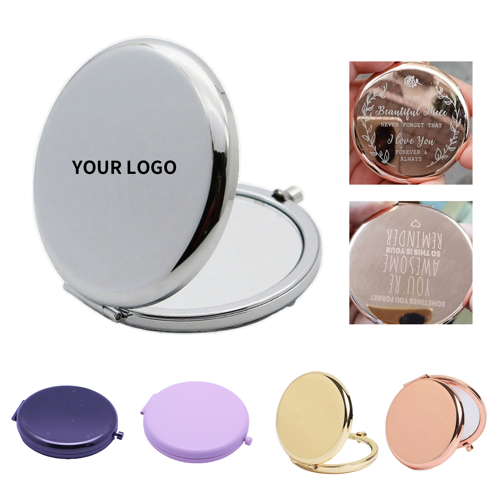 Dual Sided Folding Pocket Mirror With Magnifier 2.6" 2