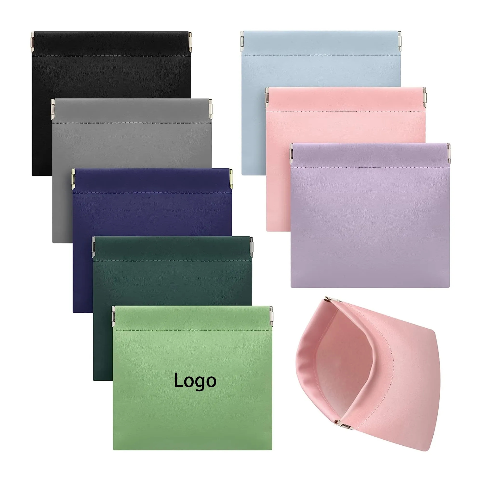 MOQ 200pcs 4" Square Full Color Leather Shrapnel Bag 1