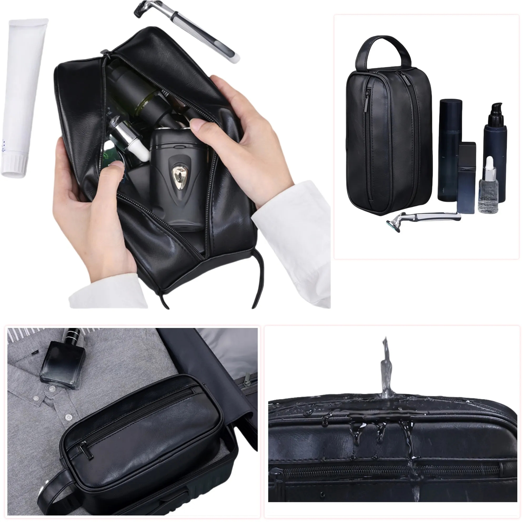 Unisex PU Leather Travel Toiletry Bag 2