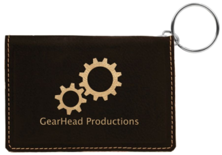 Black Leatherette ID Holder with Keychain 2