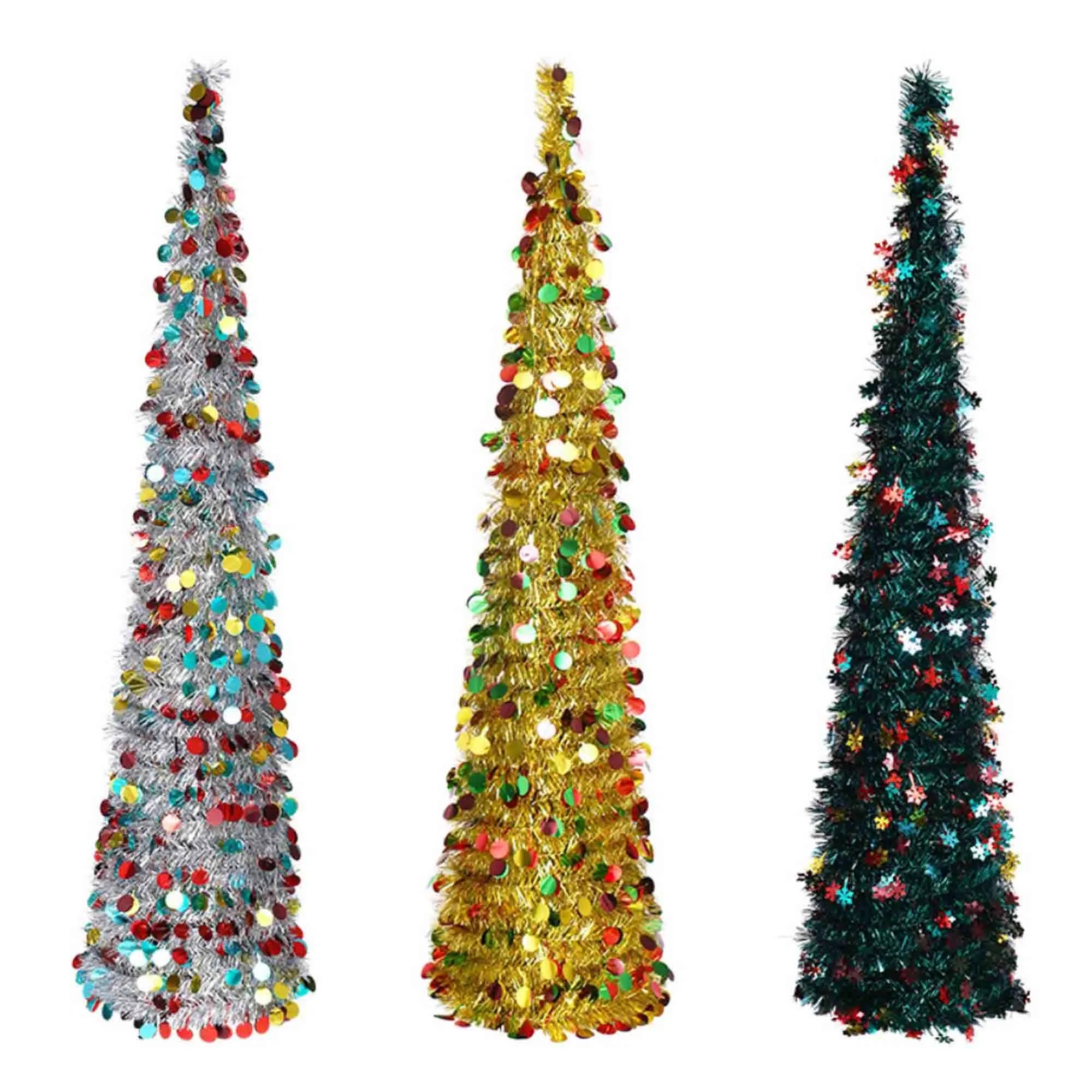 Large Star Sequins Collapsible Tinsel Christmas Tree 5