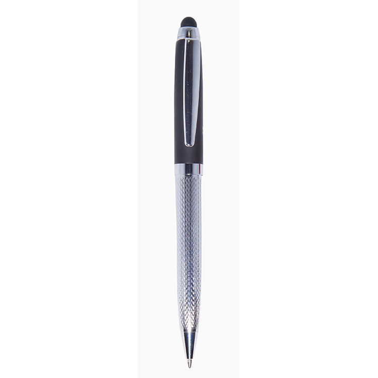 Idea Twist Action Chrome-barrel Ballpoint Pen with Stylus