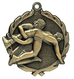 Wrestling Wreath Medal, 2 1/2" 1
