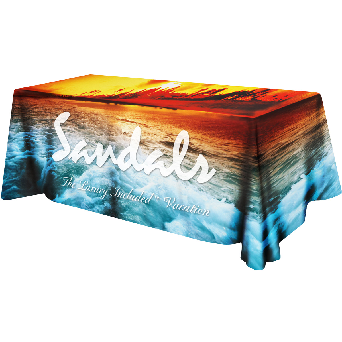 All Over Full Color Dye Sub Table Cover - flat poly 3-sided, fits 8' table 4