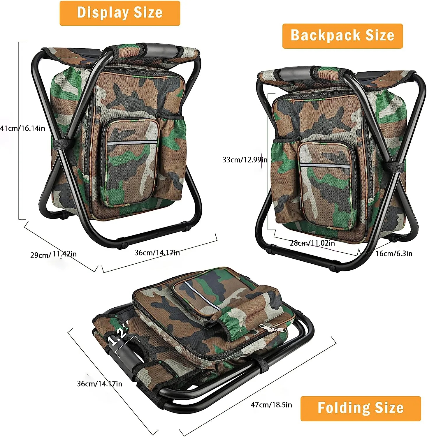 Folding Camping Stool Backpack with Cooler Insulated Bag 2