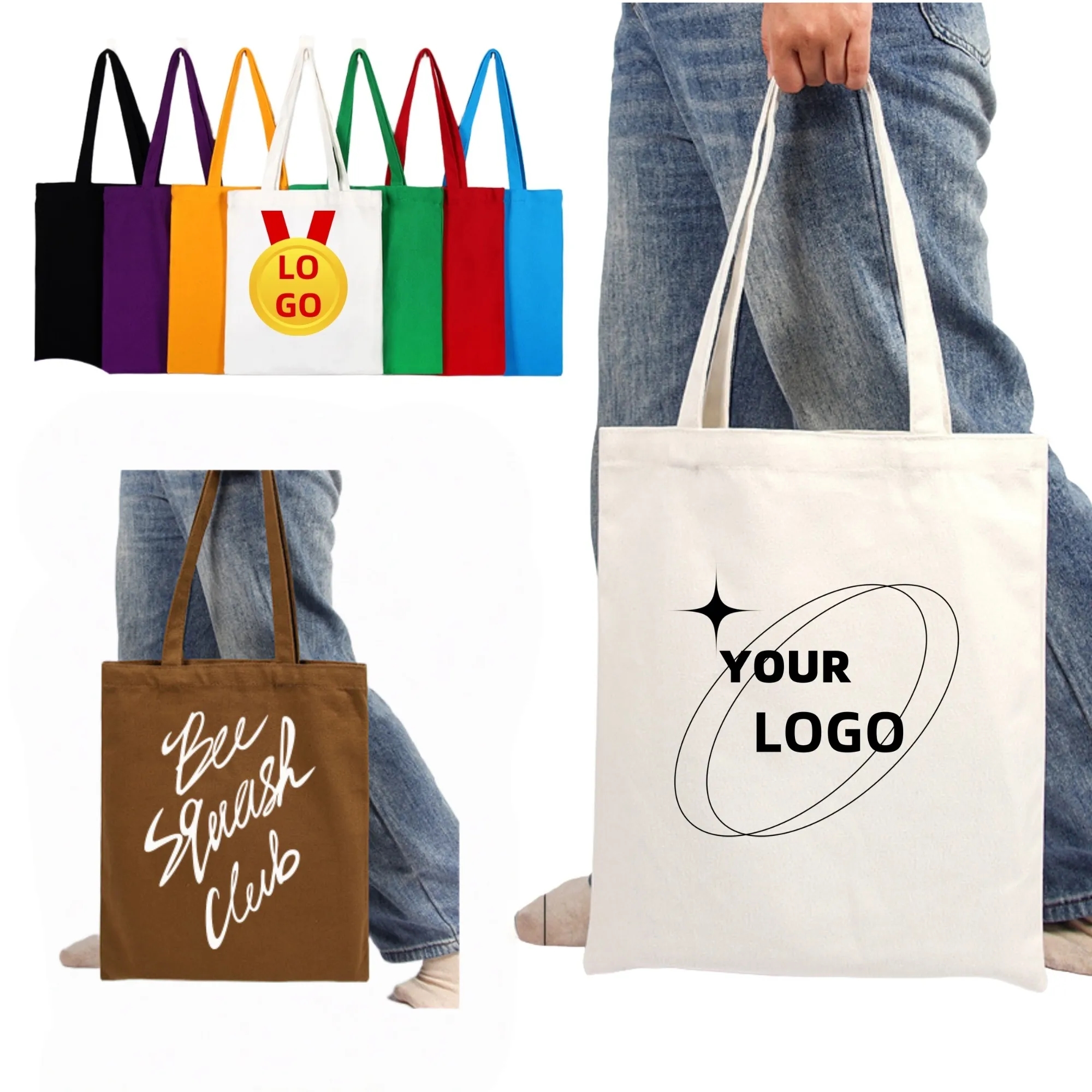 Pure Cotton Colored Hand-Held Canvas Bag 4