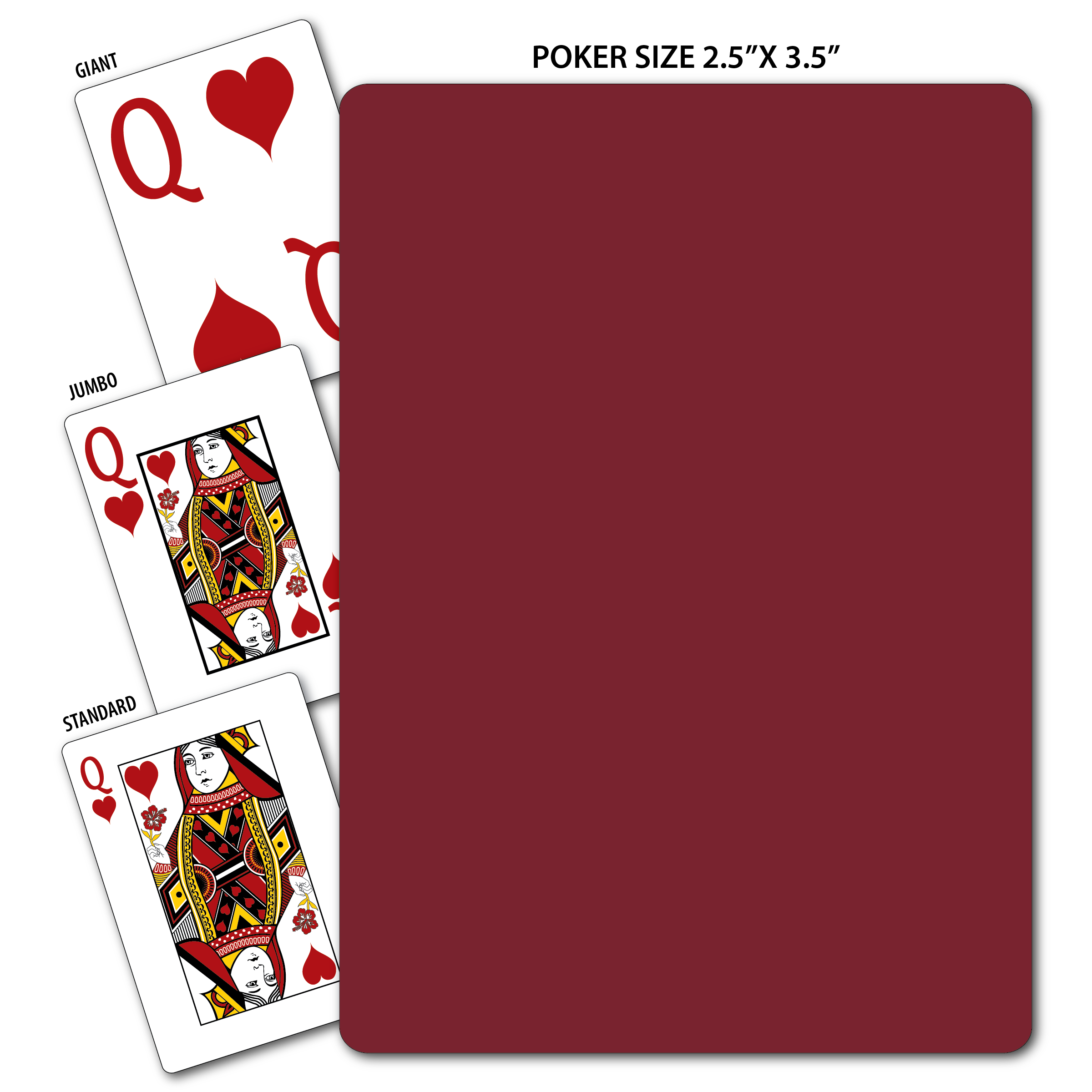 Solid Back Burgundy Poker Size Playing Cards 3