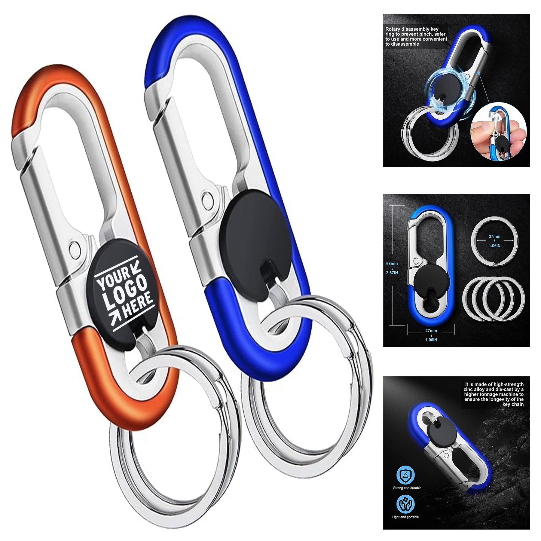 Men Women Personalized Car Heavy Duty Metal Anti-Loss Key Chain Clip Ring Llavero Hombre 2
