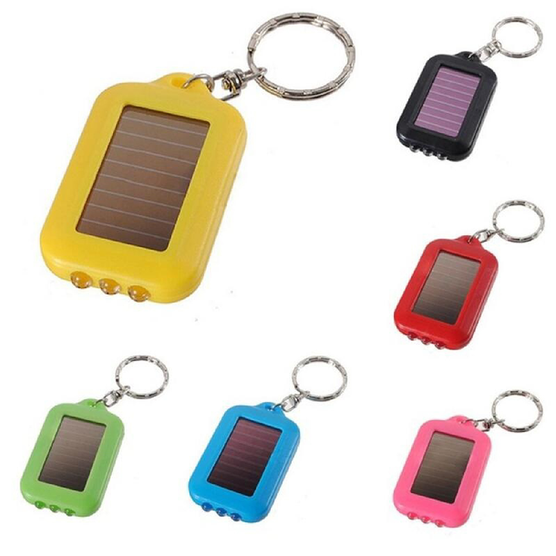 Solar Powered Flashlight Keychains w/Sided Button 3