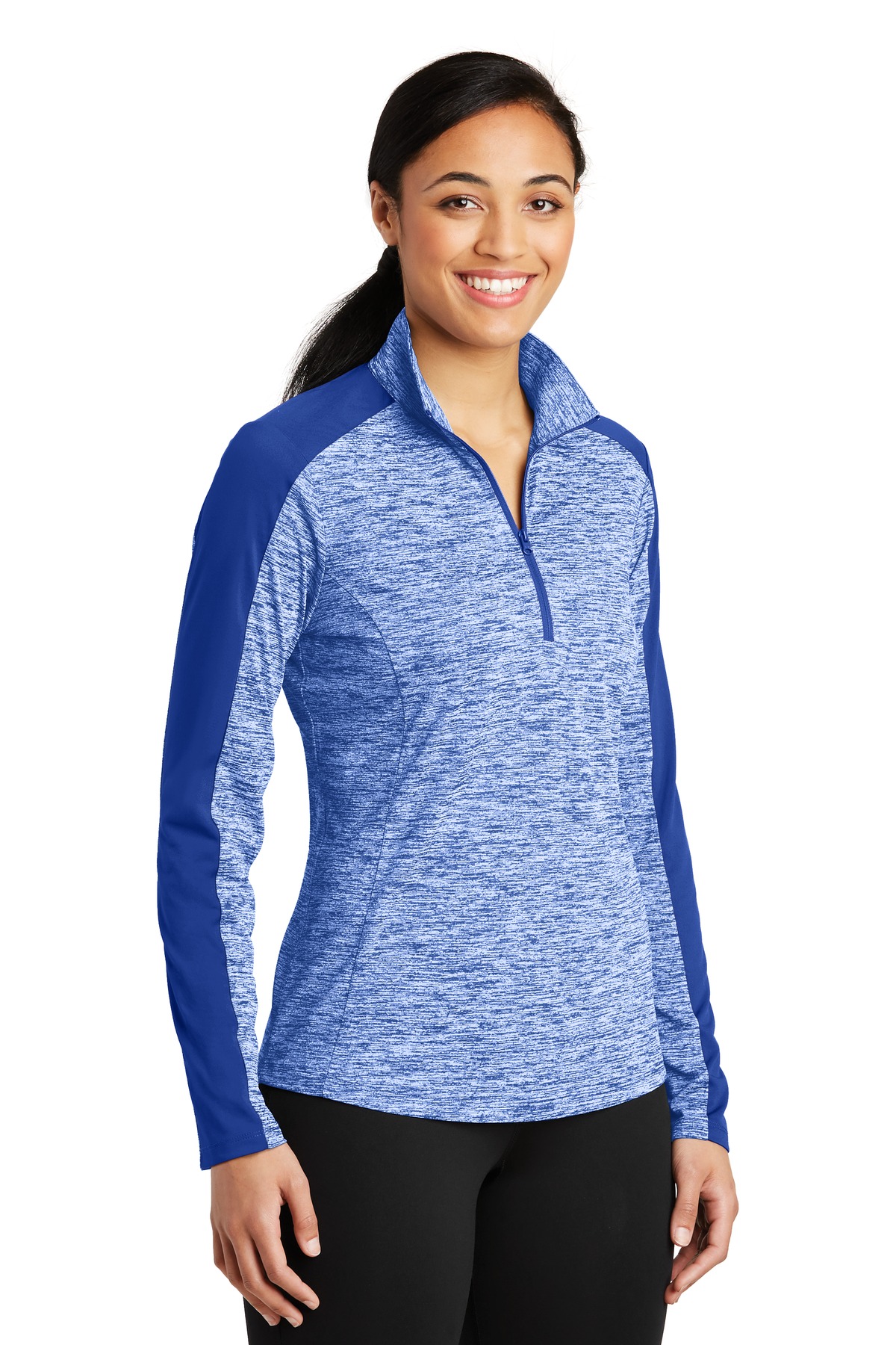 Sport-Tek Women's PosiCharge Electric Heather Colorblock 1/4-Zip Pullover. LST397 21