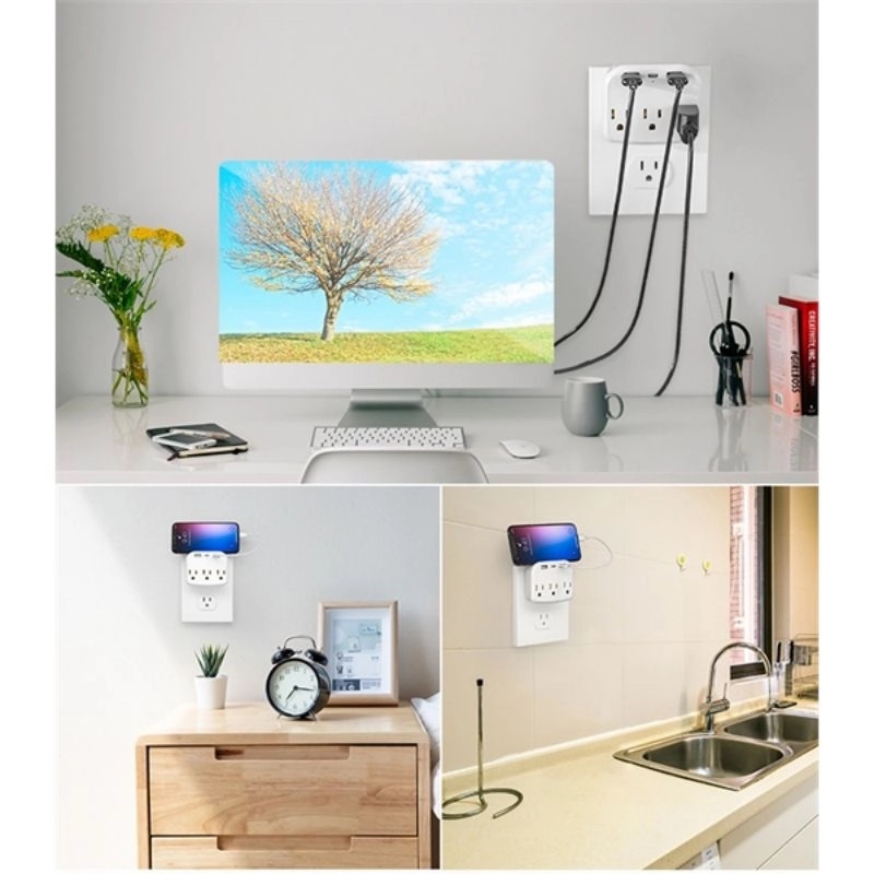 3-Outlet Extender with 3 Usb Power Strip 16