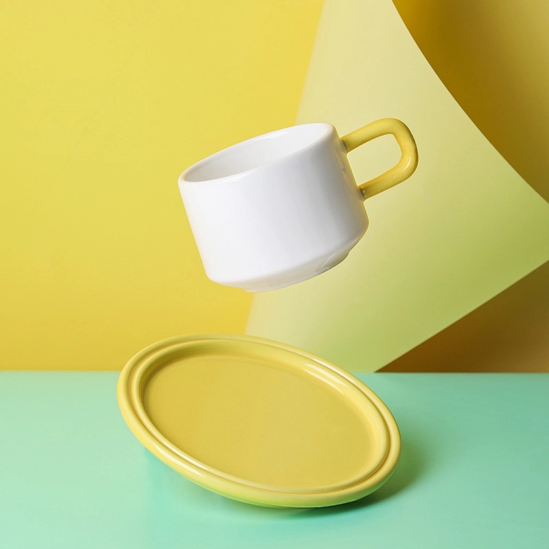 Custom 8.4 OZ. Ceramic Tea Cup Coffee Mug with Saucer Set 5
