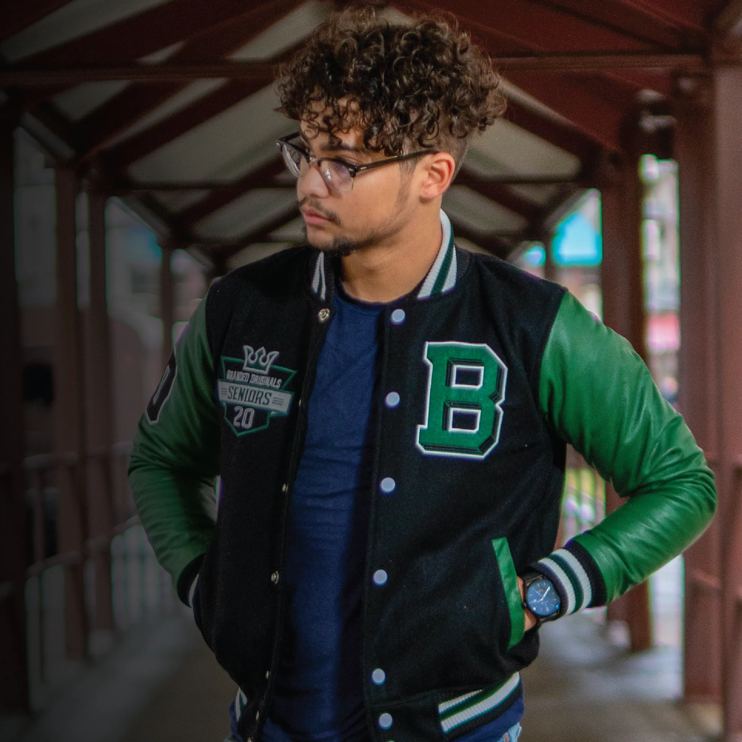 Vegan Leather and Wool Varsity Letterman Jacket 33