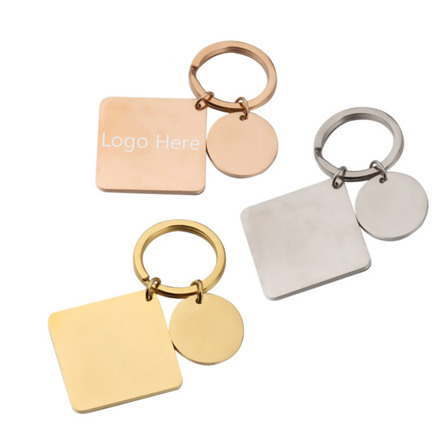 Square Stainless Steel Tag Key Chain 2