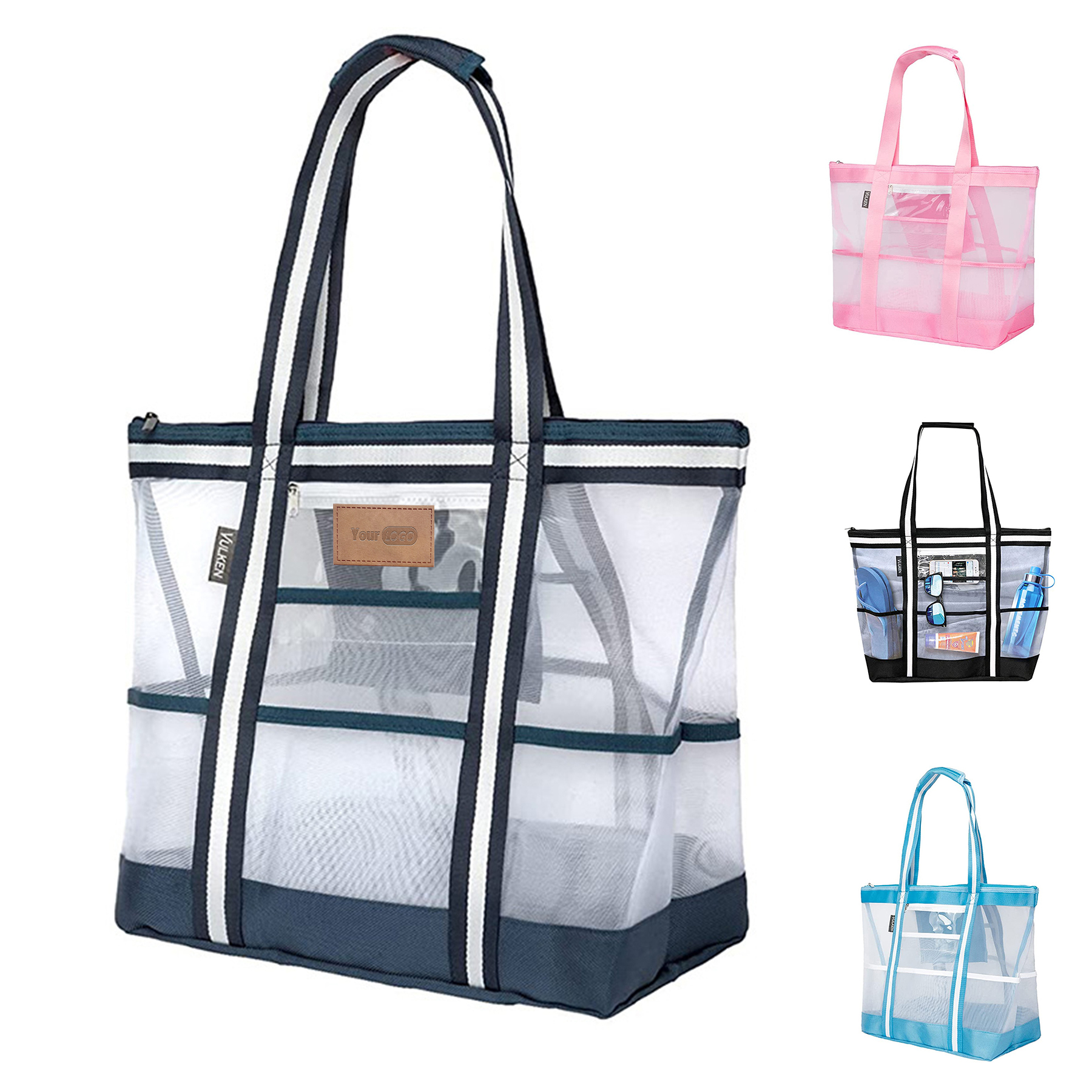 oxford Extra Large Mesh Beach tote Bag., custom tote bag with logo imprint 2