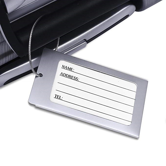 Aluminum Metal Travel Luggage Tag with Wire Loop Closure 2