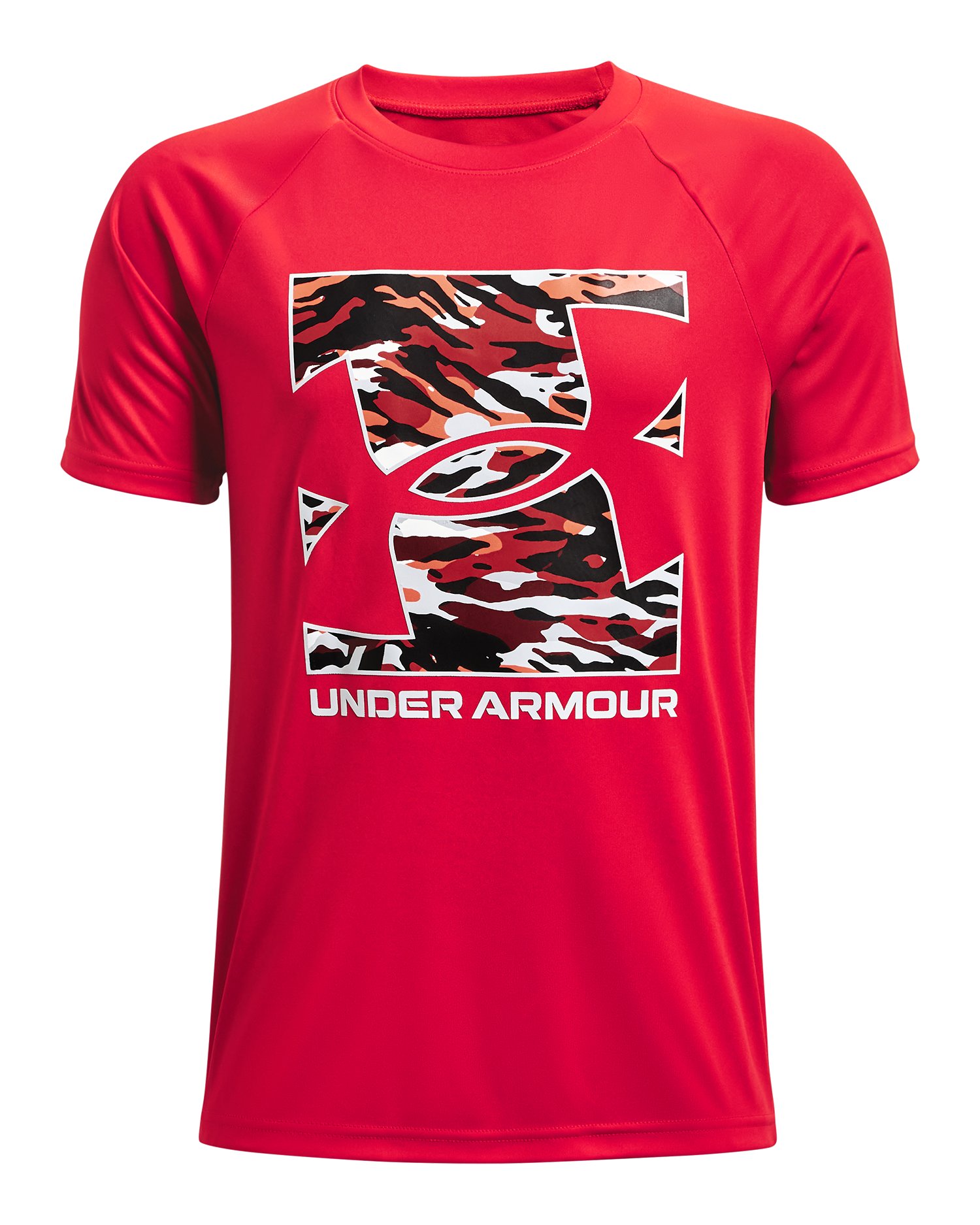 Boys' UA Tech Box Logo Camo Short Sleeve 2