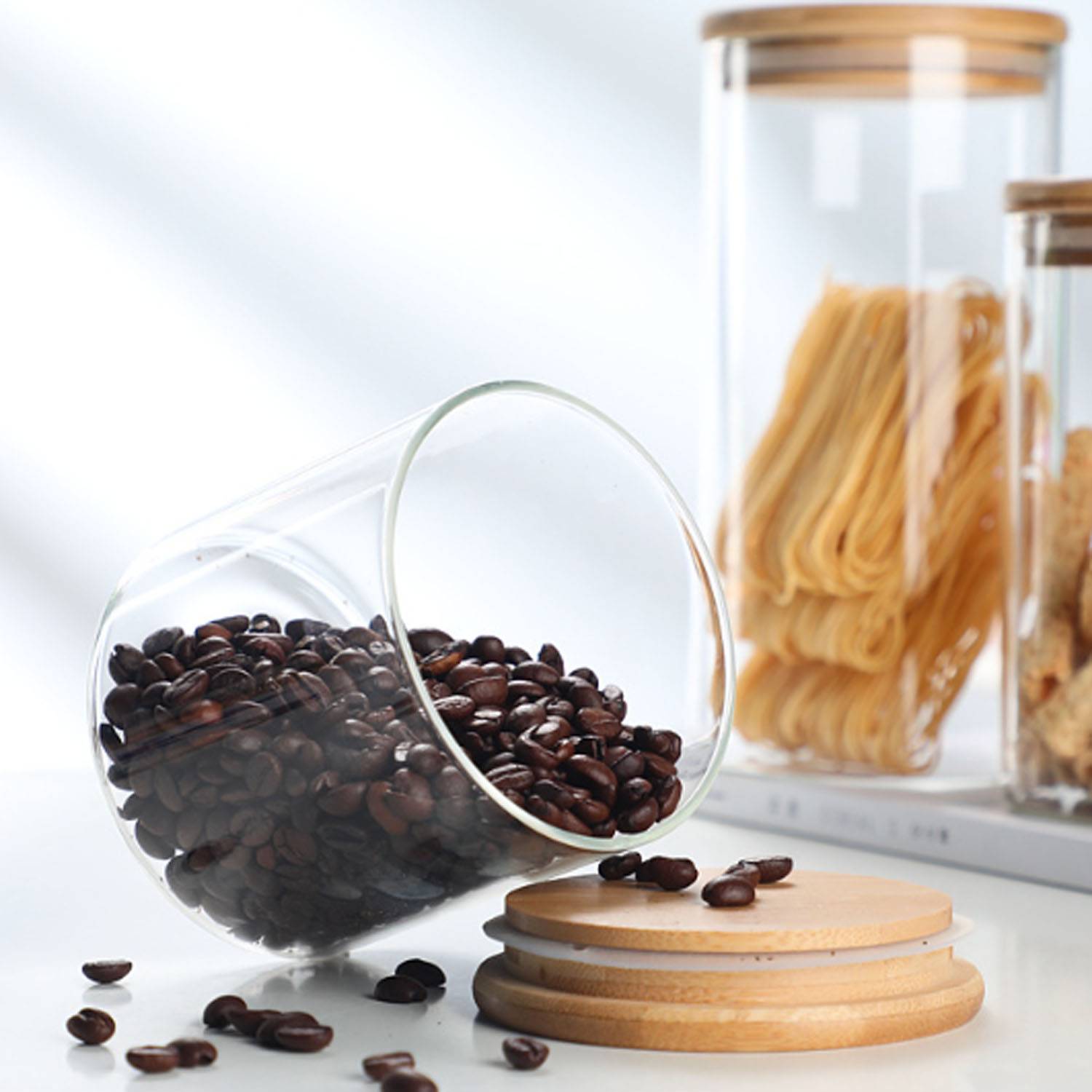 21/31/42oz Borosilicate Glass Jar Set w/ Bamboo Lid 9