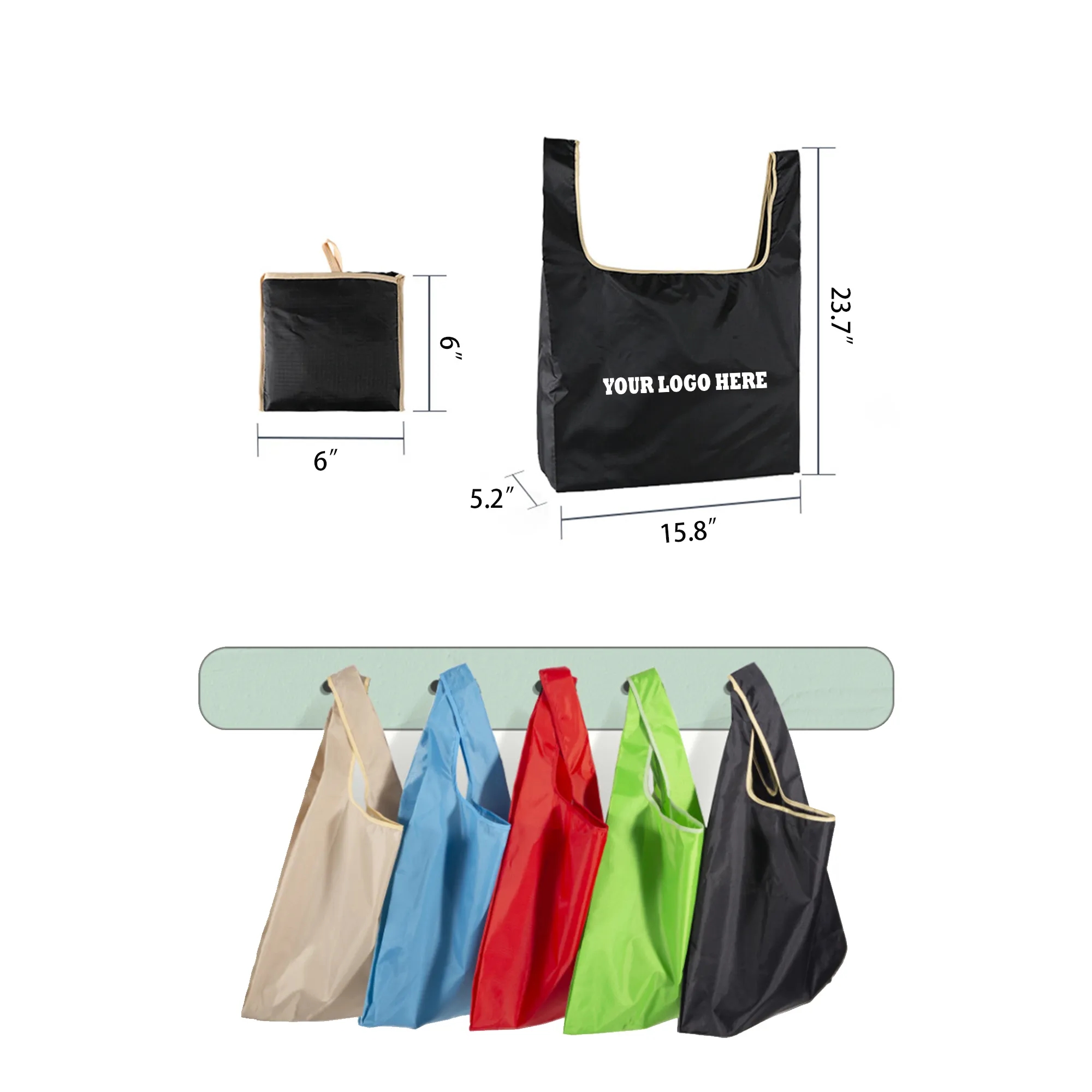 Folding Portable Environmental Storage Tote Bag MOQ 100PCS 3