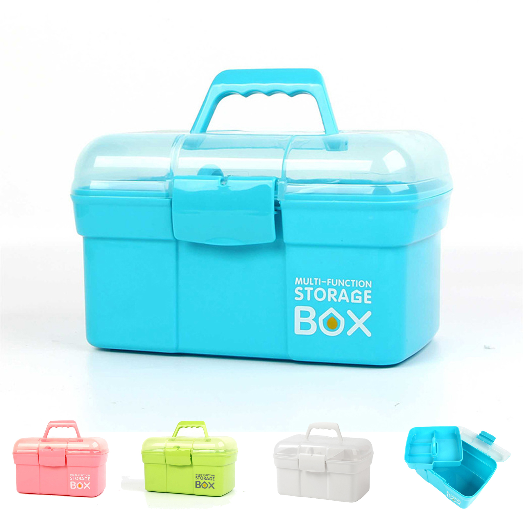 11" Plastic Storage Box with Removable Tray 4