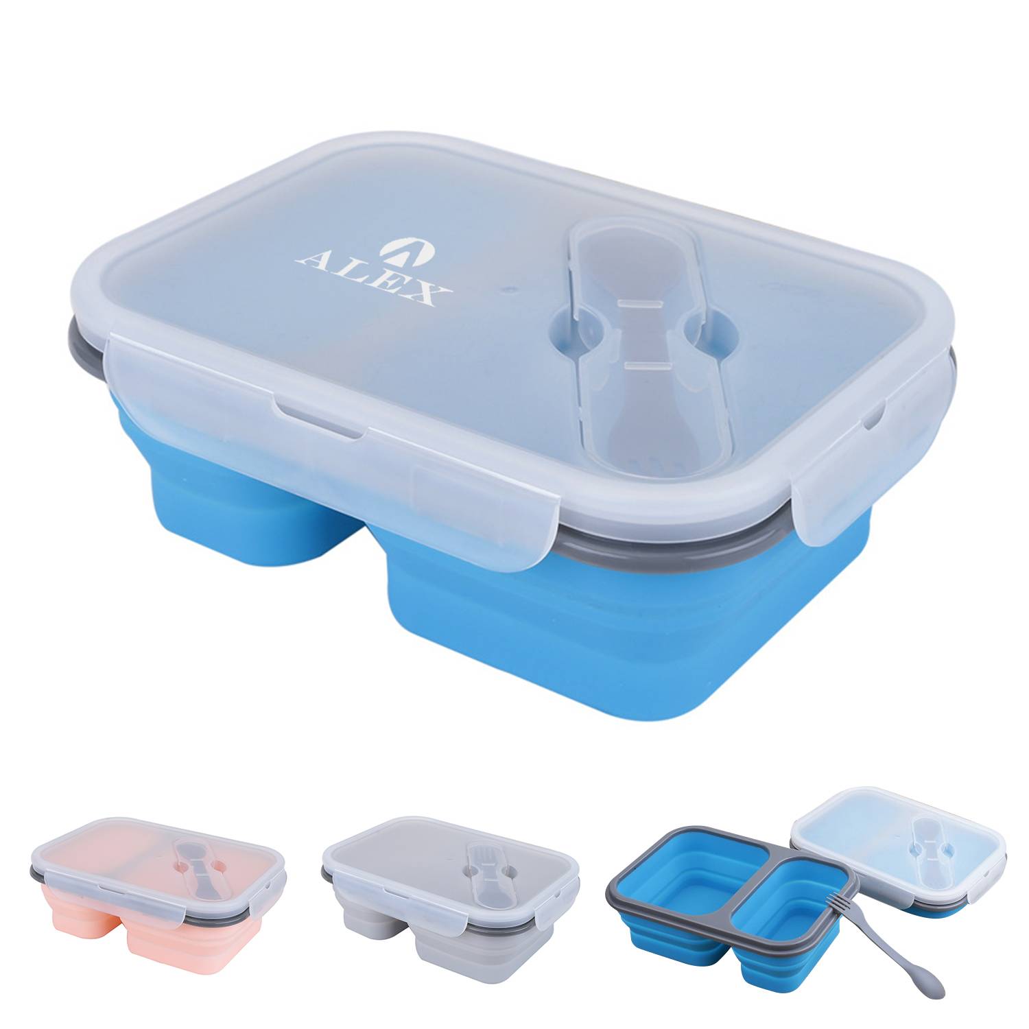 Foldable Stacked Silicone Microwave Oven Heating Lunch Box 5